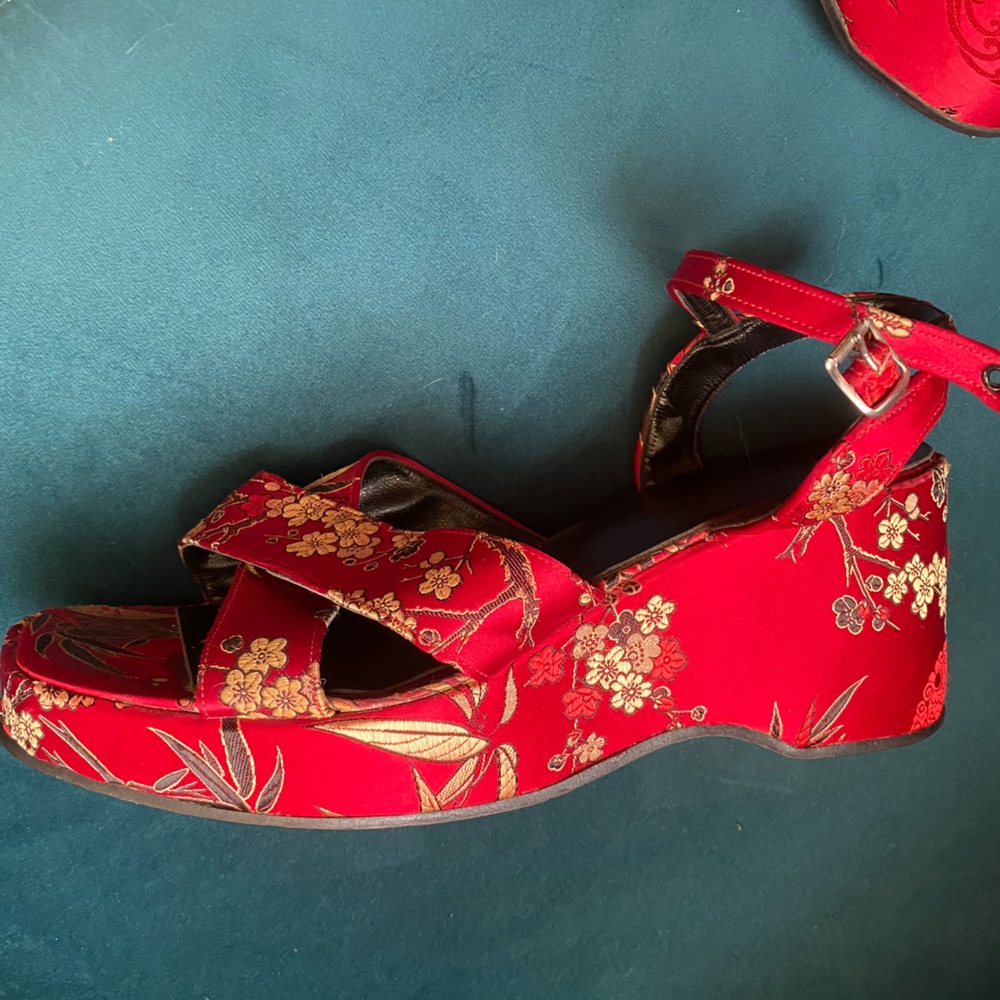 Elegant Red Floral Women's Sandals